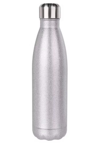 Botella Lechera Glitter 500 ml – Brillo y Elegancia para Personalizar (Color Plata)