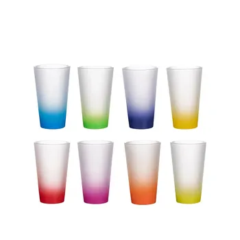 Vaso de Vidrio Cónico Pavonado 17 oz – Interior Celeste