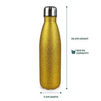 Botella Lechera Glitter 500 ml – Brillo y Elegancia para Personalizar (Color Dorado y Plata)