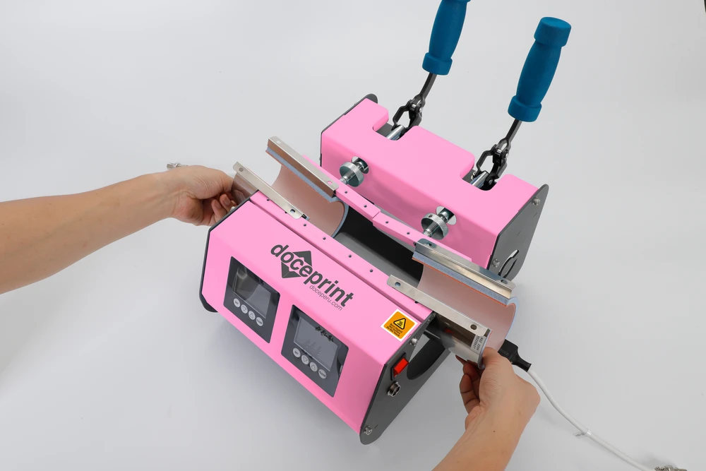 DocePrint Prensa de calor doble estación Pink · 20 Oz – 30 Oz.