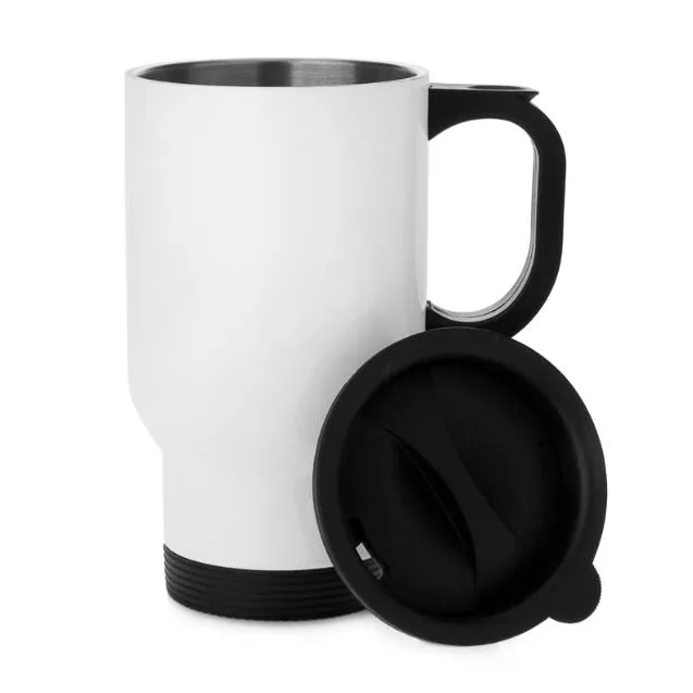 Jarra Viajera para Autos de Acero Inoxidable 14 oz Color Blanco