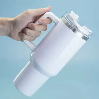 Tumbler de Acero Inoxidable 40oz Blanco – Estilo Stanley