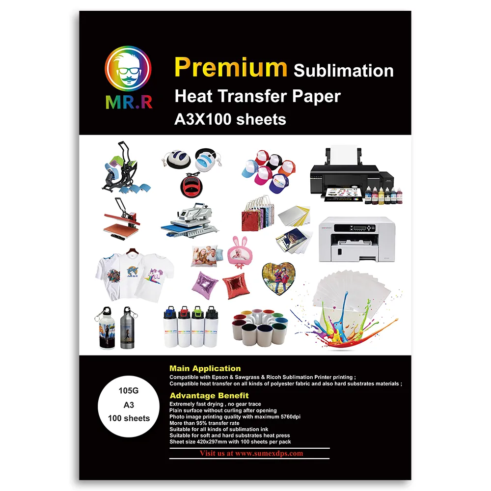 Papel de Sublimación A3 105g - 100 Hojas