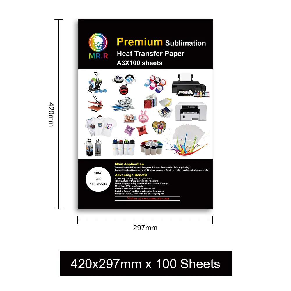 Papel de Sublimación A3 105g - 100 Hojas