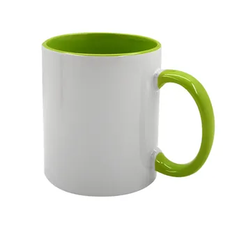 Taza 11 Oz Color Interno y Asa Verde – Para Sublimación
