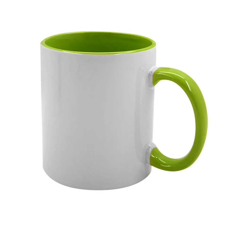Taza 11 Oz Color Interno y Asa Verde – Para Sublimación