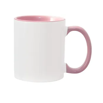 Taza 11 Oz Color Interno y Asa Rosada – Para Sublimación
