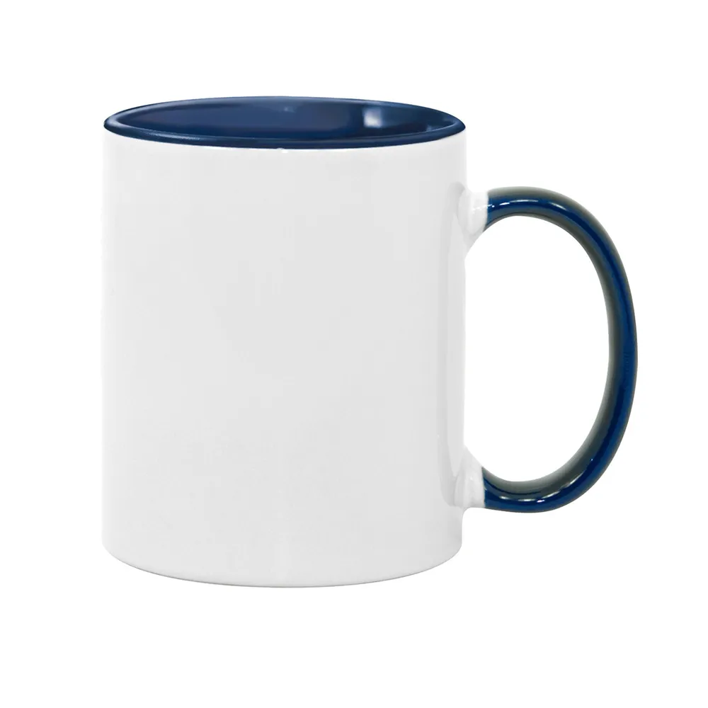 Taza 11 Oz Color Interno y Asa Azul Oscuro – Para Sublimación