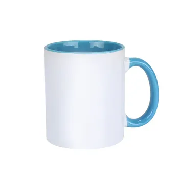 Taza 11 Oz Color Interno y Asa Celeste – Para Sublimación