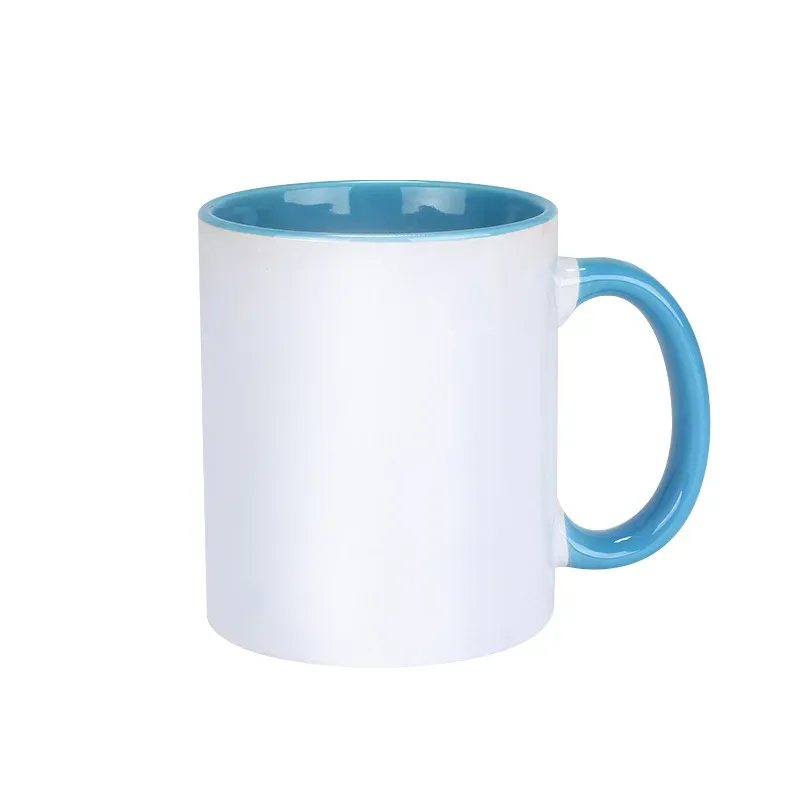 Taza 11 Oz Color Interno y Asa Celeste – Para Sublimación