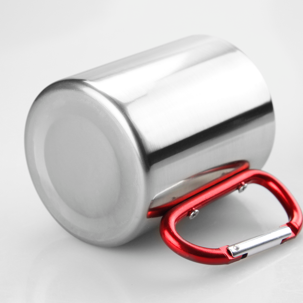 Taza de Acero Inoxidable con Asa Mosquetón Rojo 11 oz – Personalizable por Sublimación