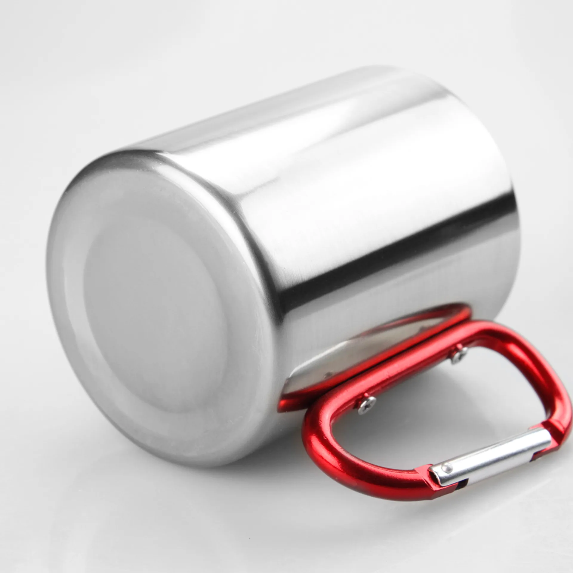 Taza de Acero Inoxidable con Asa Mosquetón Rojo 11 oz – Personalizable por Sublimación