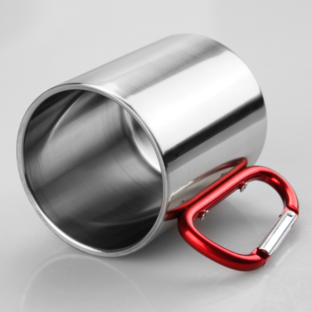 Taza de Acero Inoxidable con Asa Mosquetón Rojo 11 oz – Personalizable por Sublimación
